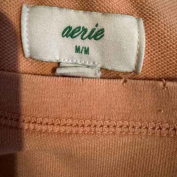 Aerie peachy pink long sleeve cropped tie front pullover knit top size Medium - Picture 5 of 6